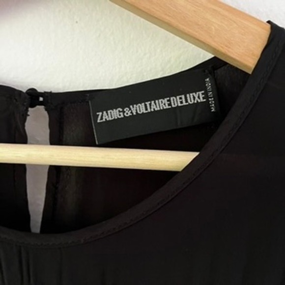 Zadig & Voltaire‎ Deluxe Jeweled Beaded Short Sleeve Mini Dress Black size small - Picture 5 of 15